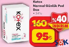 KOTEX NORMAL GÜNLÜK PED DEO 34'LÜ fiyat ve kampanya bilgisi